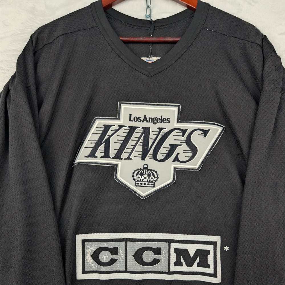 VTG Los Angeles Kings Jersey Men's L Black CCM Maska NHL Hockey Air Knit USA 80s